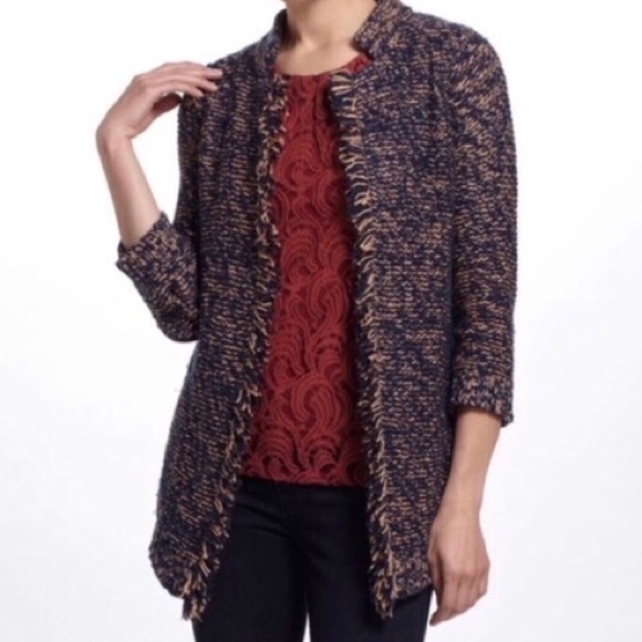 Sparrow (Anthro) Blue & gold fringe comfy sweater - Picture 1 of 6